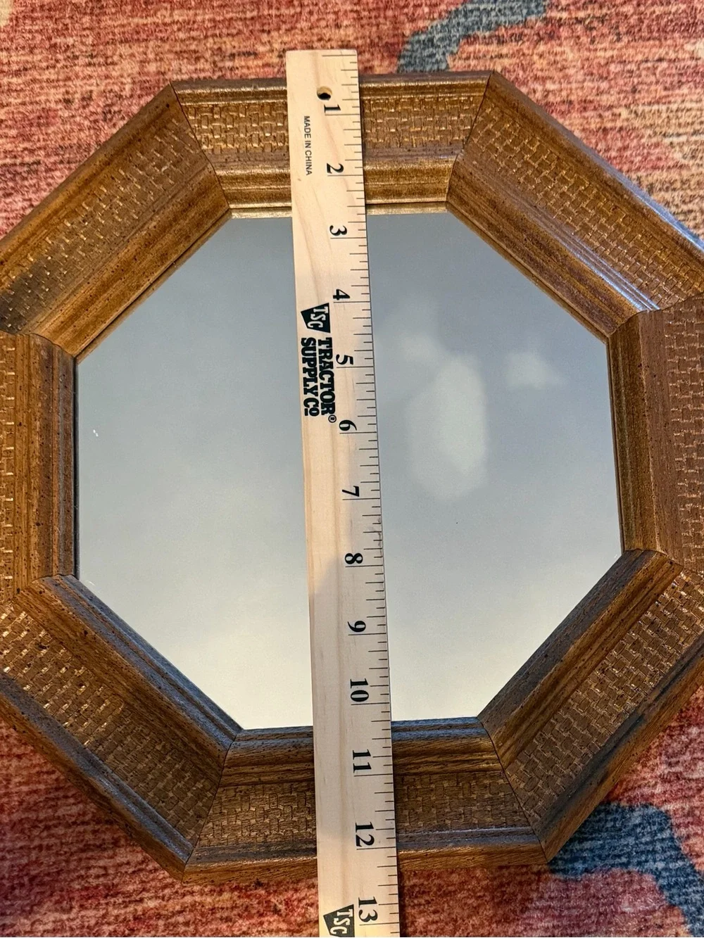 Home Interiors Pair of Brown Woven Octagonal Wall Mirrors